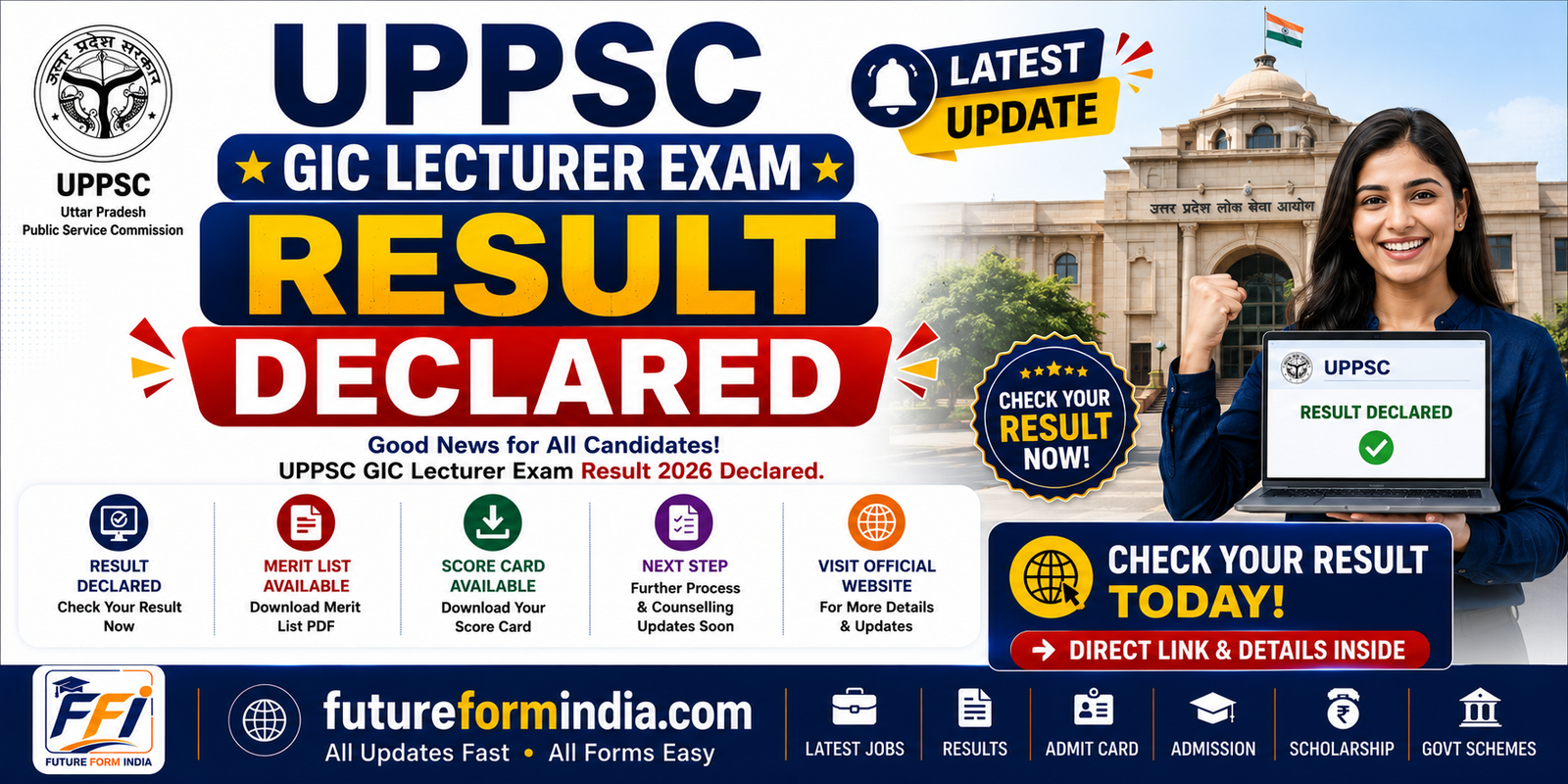 UPPSC GIC Lecturer Exam Result Released 2026 - Direct Link 